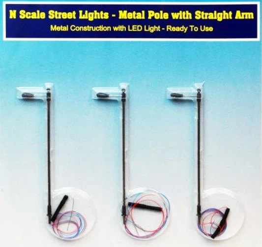 Rock Island Hobby N 013101 Street Lights With Single Straight Arms (3) 3 Rock Island Hobby N 013101 Street Lights With Single Straight Arms (3)