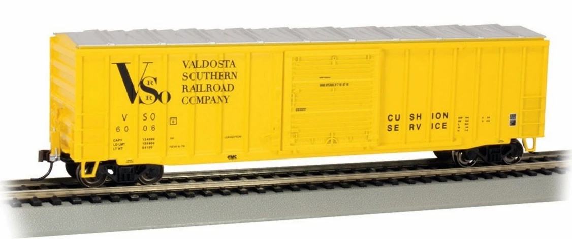 Bachmann HO 14909 50' Outside Braced Box Car With Flashing Rear End Device, Valdosta Southern Railroad Company #6006 3 Bachmann HO 14909 50' Outside Braced Box Car With Flashing Rear End Device, Valdosta Southern Railroad Company #6006