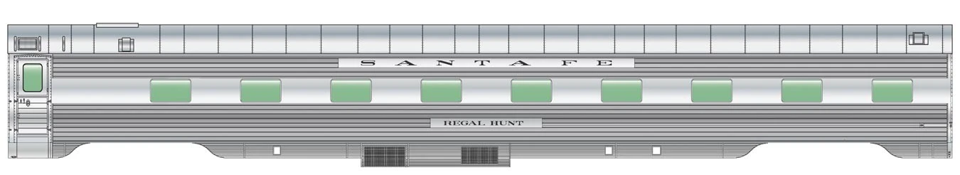 Walthers Proto HO 920-16251 85' Pullman-Standard 4-4-2 Sleeper Car With Lights, Santa Fe "Regal Hunt" 3 Walthers Proto HO 920-16251 85' Pullman-Standard 4-4-2 Sleeper Car With Lights, Santa Fe "Regal Hunt"