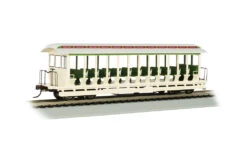 Bachmann HO 19344 Jackson Sharp Open Sided Excursion Car, Amusement Park (Cream/Green)
