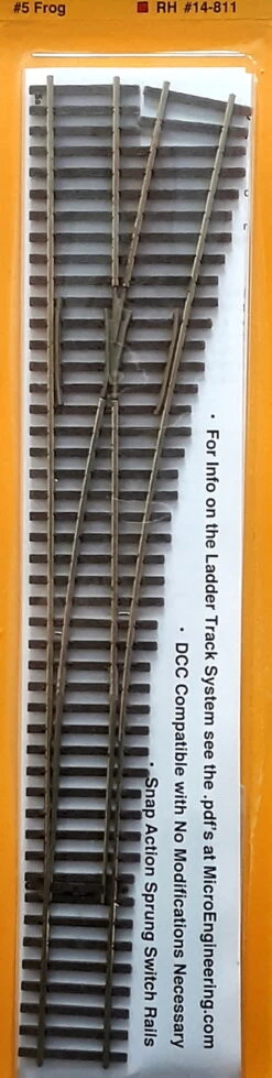 Micro Engineering HO 14-811 Ladder Track System Code 70 #5a Frog Turnout, Standard Right Hand