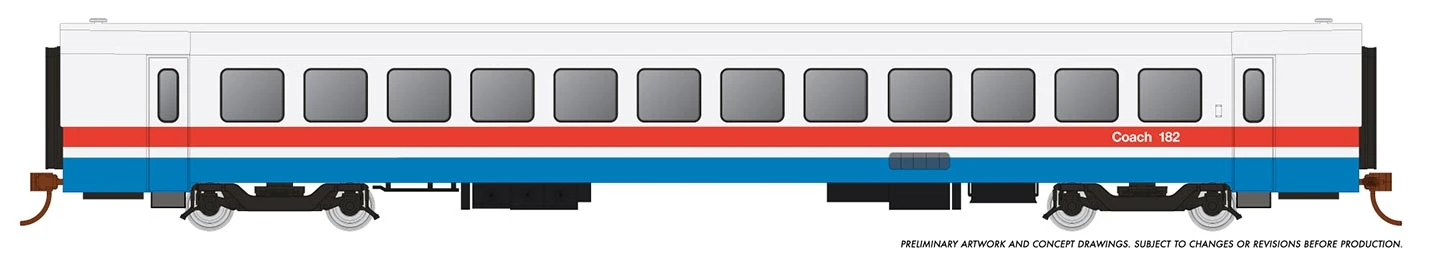 Rapido HO 25101 RTL Add-On Turboliner Coach, Amtrak #182
