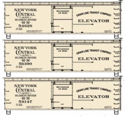 Accurail HO 8153 36' Double Sheath Wood Box Car Kits, New York Central And Hudson River (3-Car Set)