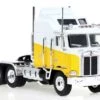 Brekina HO 85732 1976 Kenworth K100 Aerodyne Sleeper-Cab Semi Tractor, White/Yellow -Model Train Shop 85732 69013.1671291529