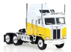 Brekina HO 85732 1976 Kenworth K100 Aerodyne Sleeper-Cab Semi Tractor, White/Yellow
