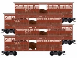 Micro-Trains N 99300188 40' Despatch Stock Car With Cattle Load, Atchison Topeka And Santa Fe (4-Pack)