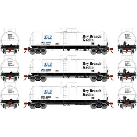 Athearn HO 16354 16,000 Gallon Clay Slurry Tank Cars, GATX #2 (3) 3 Athearn HO 16354 16,000 Gallon Clay Slurry Tank Cars, GATX #2 (3)