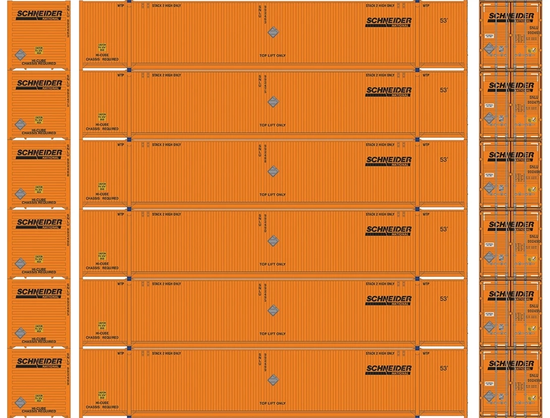 Athearn N 18044 53' CIMC Containers, Schneider #1 (6) 3 Athearn N 18044 53' CIMC Containers, Schneider #1 (6)