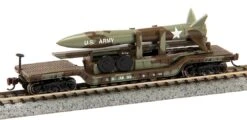Bachmann Silver Series N 71396 52' Center Depressed Flat Car With Missile Load, US Army #56428 (Olive-Gray Camouflage)