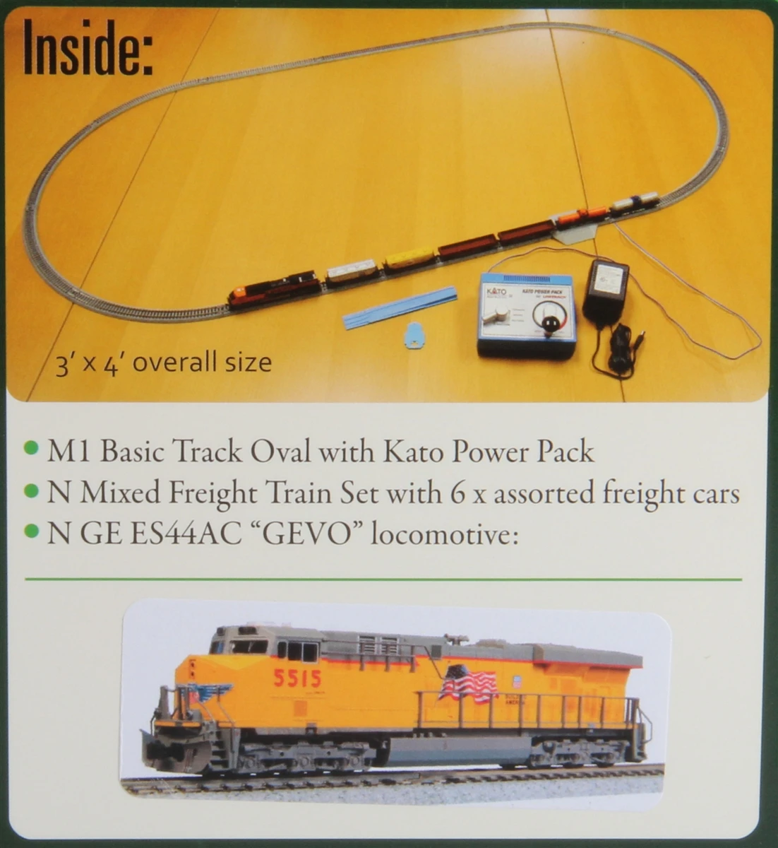 Kato N 1060023 GE ES44AC Gevo And Mixed Freight Starter Set, Union Pacific 4 Kato N 1060023 GE ES44AC Gevo And Mixed Freight Starter Set, Union Pacific - Image 2
