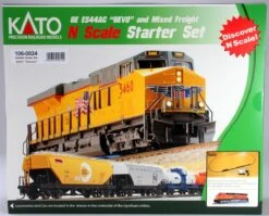 Kato N 1060024 GE ES44AC Gevo And Mixed Freight Starter Set, Burlington Northern Santa Fe