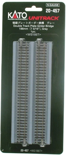 Kato N 20457 Unitrack 7-5/16" Double Plate Girder Bridge, Gray