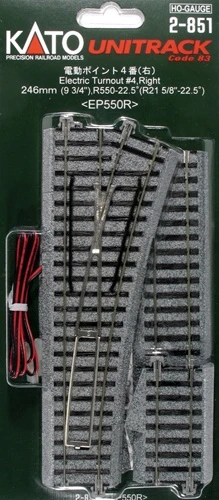 Kato HO 2851 Unitrack #4 246mm (9 3/4") Remote Right Turnout With 550mm (21 5/8") Radius Curve (Discontinued)