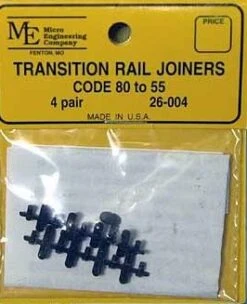 Micro Engineering N 26-004 Plastic Transition Rail Joiners, Code 80-55 (4 Pairs)