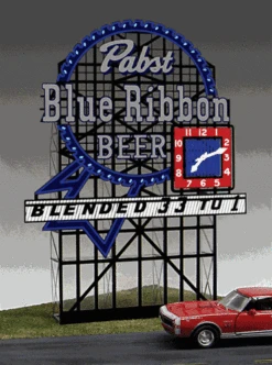 Miller Engineering HO/O 4081 Pabst Blue Ribbon Beer, Animated Neon Style Sign Kit