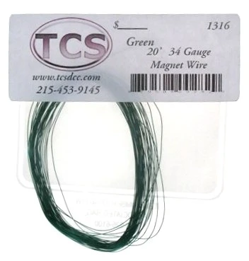 Train Control Systems 1316 Green 20' 34 Gauge Magnet Wire 3 Train Control Systems 1316 Green 20' 34 Gauge Magnet Wire