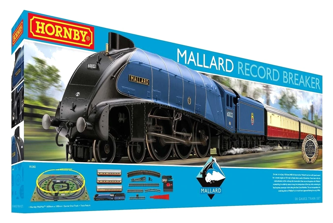 Hornby HO (OO 1:76) R1282T Mallard Record Breaker Train Set, Era 3 3 Hornby HO (OO 1:76) R1282T Mallard Record Breaker Train Set, Era 3